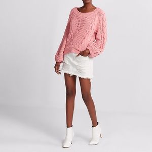 New Express Cable Knit Chenille Boat Neck Sweater